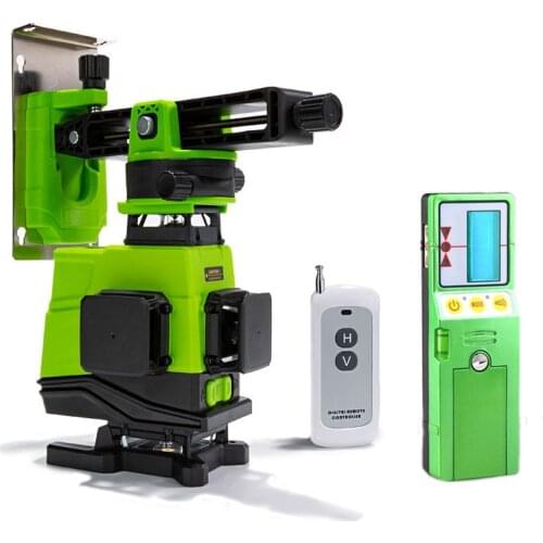 2pcs Battery Laser Level 16 lines green line 4D Self-Leveling 360 Horizontal And Vertical Super Powerful with Outdoor Receiver