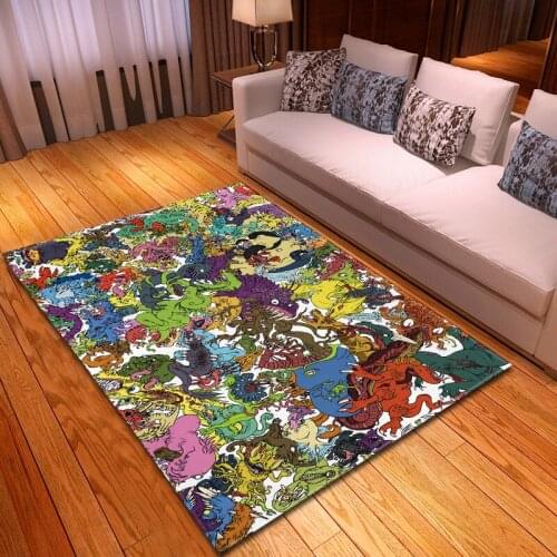 Nordic Halloween Clown Skull Area Rugs Decorative Horror Black Smile Play Bad Boy Room Flannel Game Mat Carpet for Living Room