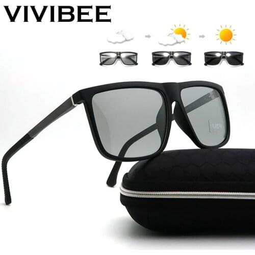 VIVIBEE Oversized Photochromic Polarized Aluminium Magnesium Sunglasses Men Square 2020 Women Polarised Color Changing Sunglass