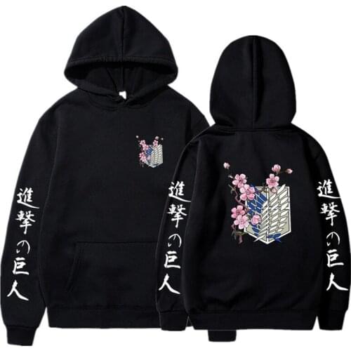 Harajuku Anime Attack on Titan Printed Hoodie Sweatshirt Men Women Tops Unisex Fleece Pullover Oversized Autumn Winter Clothes