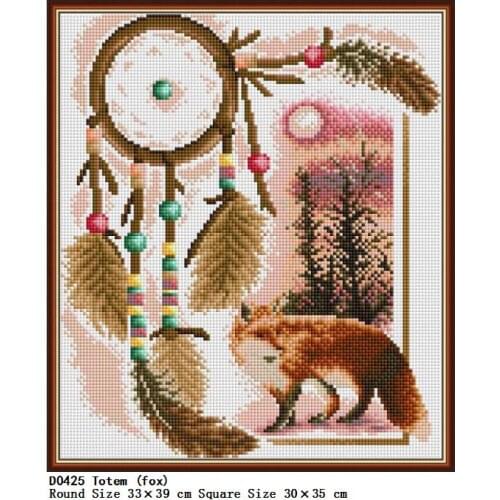 Totem (fox) Patterns DIY Diamond Animal Painting Rhinestones Accessories Full Round Drill Square Diamant Painting Embroidery