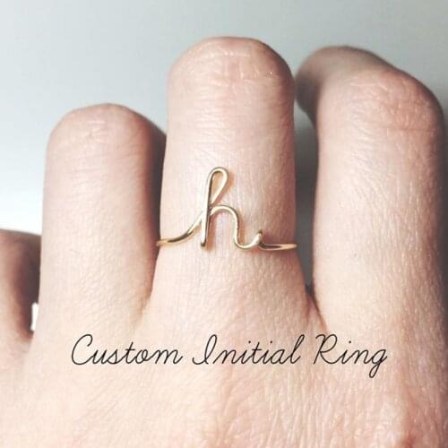 Unisex Gold Silver Color A-Z 26 Letters Initial Name Rings for Women Men Geometric Alloy Creative Finger Rings Jewelry KCR246