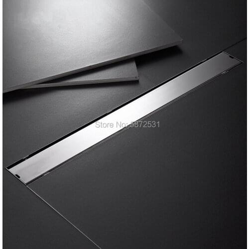 Hotel toilet invisible long floor drain 40cm 50cm 60cm SUS304 stainless steel deep water sealed deodorant floor drain