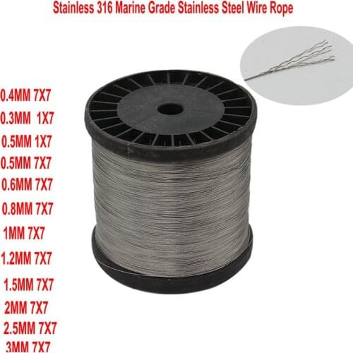 HQ MG01 316 Marine Grade Flexible Soft Stainless Steel Wire Rope Cable Fishing Line DIY Jewelry Thread