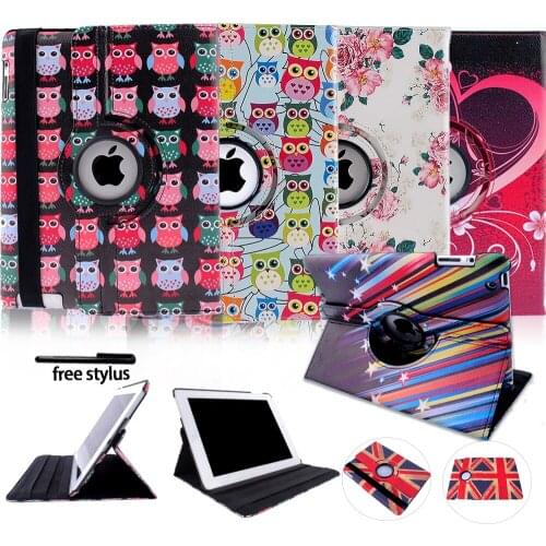 360 Degree Rotating Multicolor Leather Case for Apple IPad 2/3/4 Stand Protective Cover Auto Sleep/Wake Shockproof Tablet Case