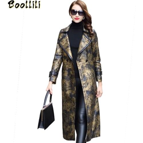 Boollili Womens Fur Coat Female Real Genuine Leather Jacket Women Clothes 2020 Spring Windbreaker Korean Trench Sheepskin Coat