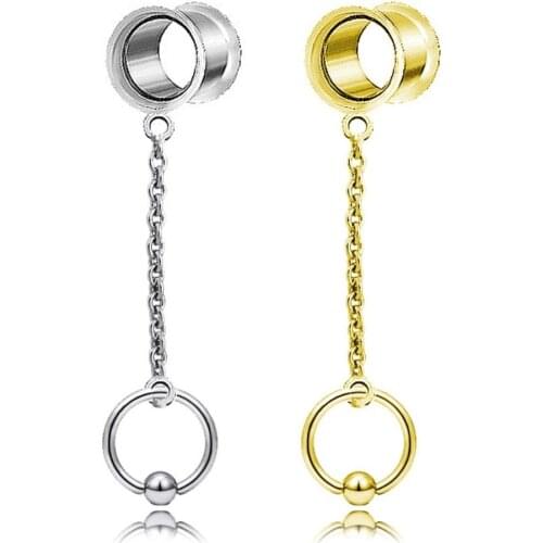 1Pc Women Ring Tassel Dangle Double Flare Ear Plug Stretcher Piercing Jewelry