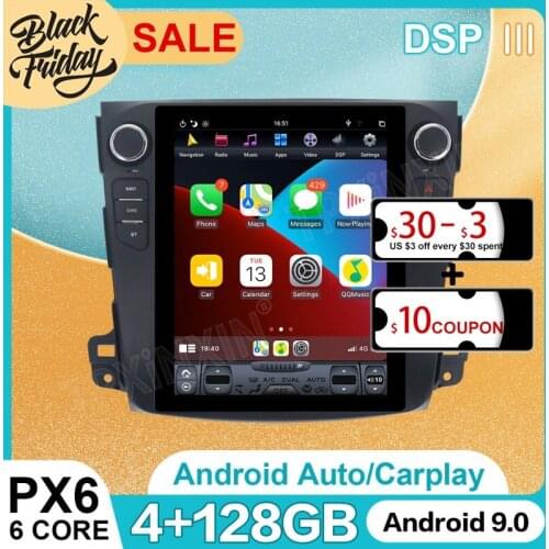 128GB Android 9.0 Tesla Style for Mitsubishi Outlander 2006 2012 Carplay GPS Car Navigation Multimedia Video Player Stereo Radio