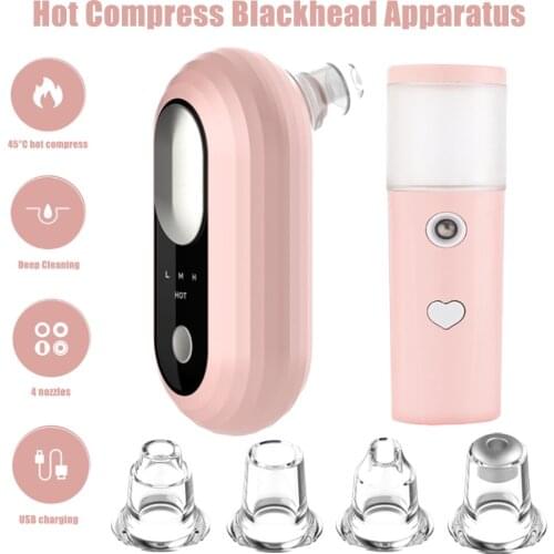 2pcs/set Electric Facial Pore Cleaner Exfoliator Face Blackhead Remover Acne Vacuum Deep Cleansing Suction Machin Nano Sprayer