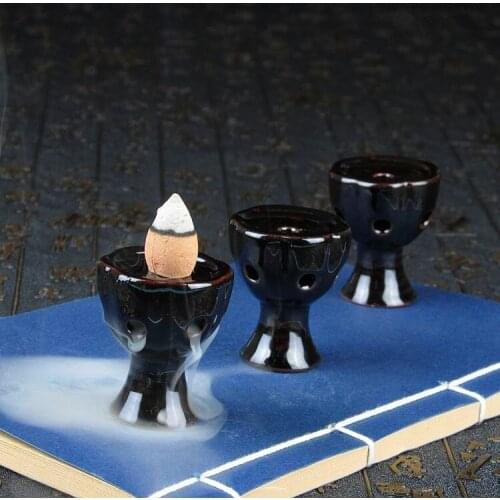 20Pcs Mixed Natural Incense Or Mini Burner Buddhism Gifts Ceramic Incense Base Smoke Backflow Censer Tower Cone Holder