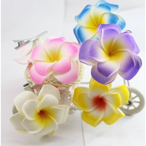 2019 popular Brand New you pick 100 large double layer Foam Hawaiian Plumeria flower Frangipani Flower bridal hair clip 6cm