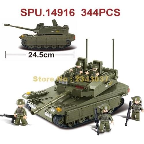 Sluban 0305 344pcs Military Wars Tanks Army Series Merkava Building Blocks Toy