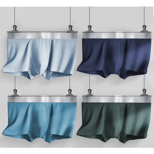 4pcs Mens Underwear Cotton Boxers Silk Panties Solid Shorts Brand Underpants Men Boxer for Family Sexy Mens Underwear