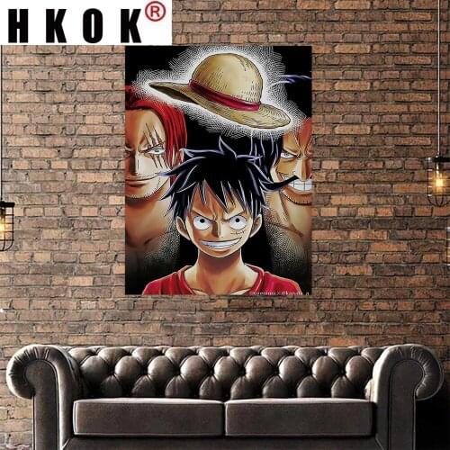 HKOK Abstract Modular Canva Painting Poster Print One Piece Hat Cool Luffy Sofa Wall Art Picture Home Decor Living Room Unframed