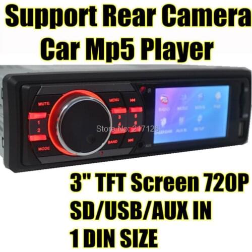 NEW 12V Car MP5 MP4 Player Car Audio Radio FM Turner 3'' TFT Screen Vedio USB/SD Card Remote Control 302C Rear Camera Reversing