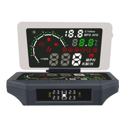 Car LCD Tire Pressure Monitor Display 3 IN 1 Car HUD Head Up Meter AUTO OBD 2 Smart HUD Holder with Car Speed Projector Display