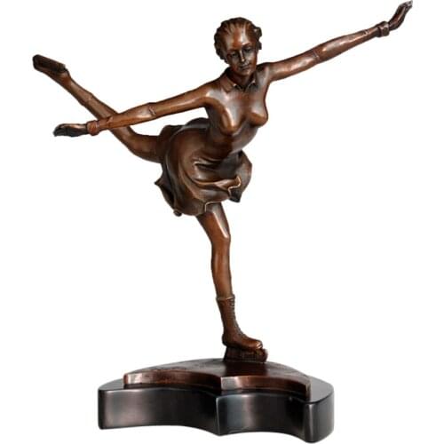 Skating Girl Bronze Sculpture Statue Female Skater Teenager Modern Art Girl Birthday Gifts Room Decor