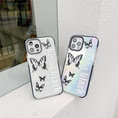 2021 Phone Two-color TPU Case For iPhone 12 Mini/11/12Pro Max XR XS Max New Butterfly Funda Cover For iPhone SE 7 8Plus Shell