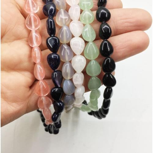 Eruifa 10pcs 8*10mm flat Tear semi precious stone Charms Pendant Jewelry DIY Earring Necklace 8 colors