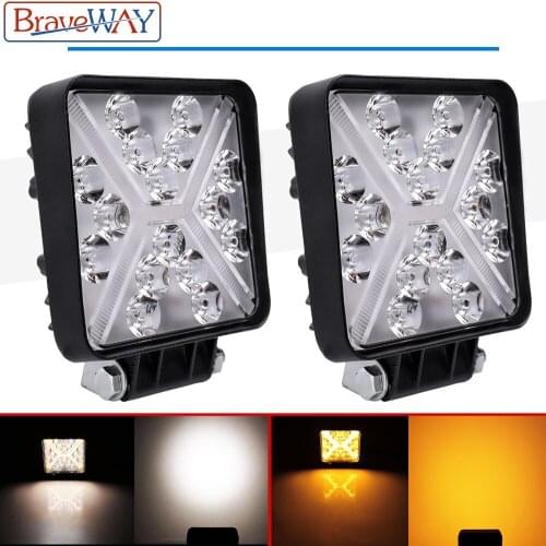 Braveway Led Square Fog Light 24V Car Headlights 48w Daytime Running Lights 4 INCH 9D Offroad Truck Motorcycle Work Light