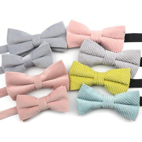 Mens Corduroy Bowtie Colorful Cotton Flexible Smooth Butterfly Soft Matt Solid Color Bow Tie For Wedding Party Bar Accessies