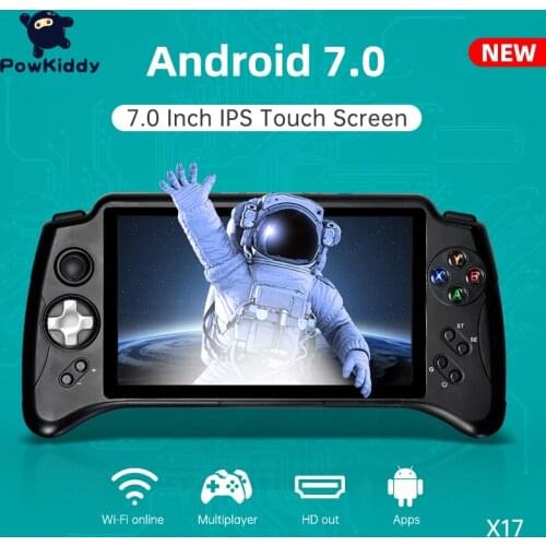 Powkiddy New X17 Retro Handheld Game Console with Joystick Controller Support Android 7.0 System 7 inch Children Game Player