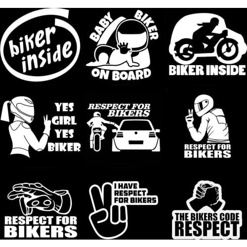 Interesting Car Stickers Respect for Bikers Sticker Funny Wrap Vinyl For Auto Door Handle Decals Body Car Accessories Decoration