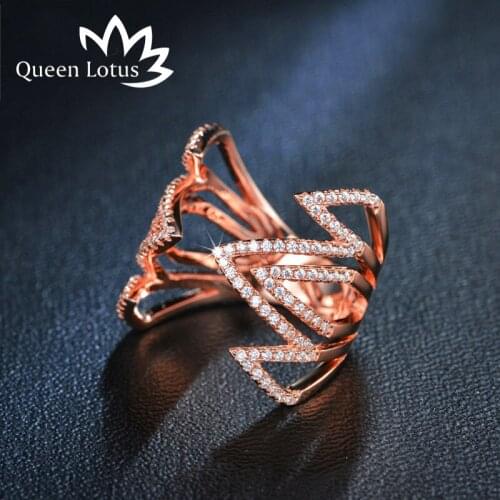 Queen Lotus 2017 Exquisite Lightning Texture Rings For Girls Flexible Copper Leaf Open Rings For Ladies Jewelry Birthday Gift