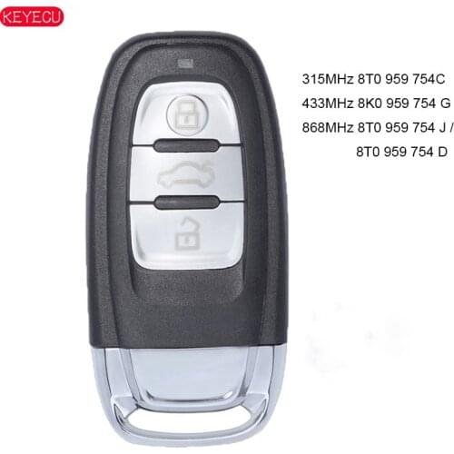 KEYECU 315MHz 8T0 959 754C Remote Key PCF7945A ID46 FSK 433MHz 8K0 959 754 G 868MHz 8T0 959 754 J / 8T0959754D for 2014 Audi Q5
