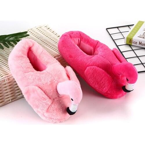 HotSale Kawaii Winter Warm lovely Home Slippers Shoes Women Flamingo slippers Warm Thickening and Antiskid Cotton Shoes
