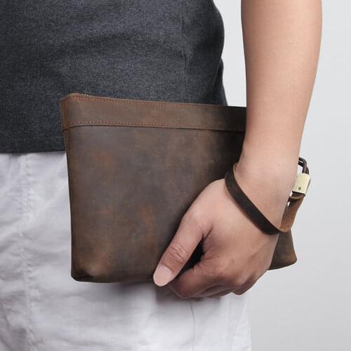 Cow Leather Men Wallets Genuine Leather Zipper Business Mens Clutch Bags Long Billfold Large Capacity Male Handbag