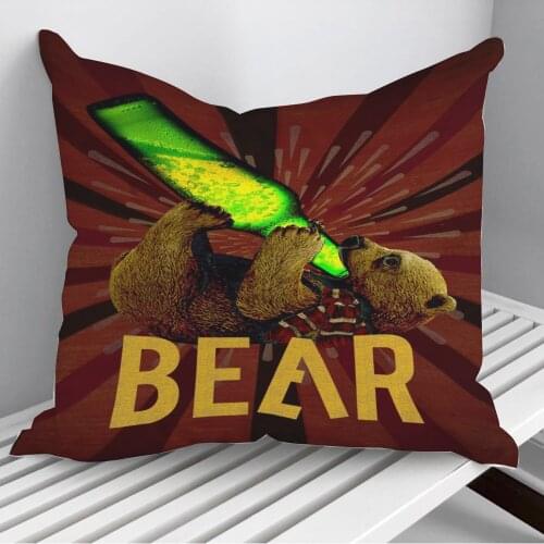 Beer Bear Beer Throw Pillows Cushion Cover On Sofa Home Decor 45*45cm 40*40cm Gift Pillowcase Cojines Dropshipping