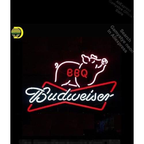 Neon Sign for Budweise BBQ Pig Meats neon bulb Sign Beer Bar Club Neon lights Sign glass neon sign corona Tube Neon Shop lighter