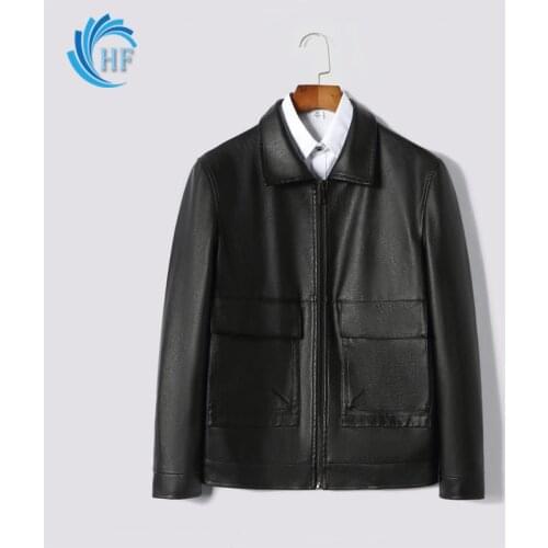 2021 New Mens Leather Jacket Casual Lapel Waterproof Coat Middle-aged Autumn Jacket Over Size Machine Repair PU Zipper Jacket
