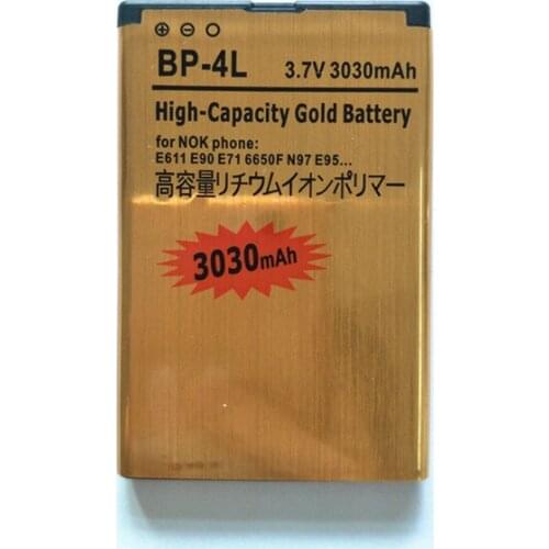 New Gold 3030mAh BP-4L Battery for Nokia E61i E63 E90 E95 E71 6650 6760 N97 N810 E72 E73 E55 E52 BP4L BP 4L Phone Recharge
