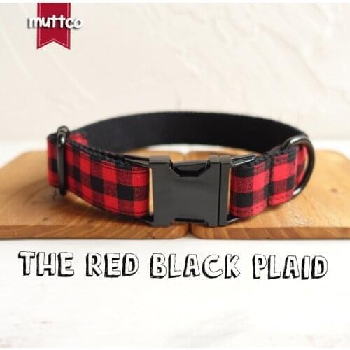 10pcs/lot MUTTCO grid handmade dog collar THE RED BLACK PLAID durable pet necklace collar for your house pet 5 sizes UDC074H