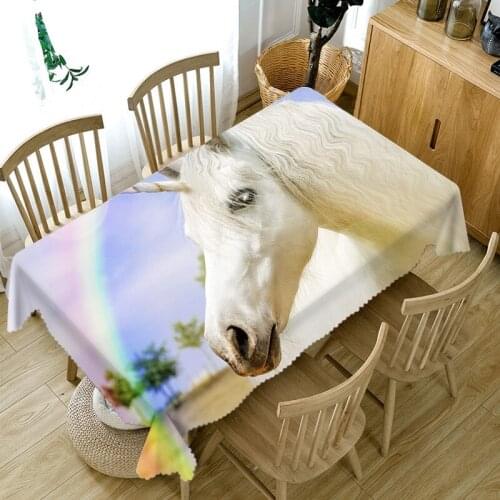 3D Printed Table Cloth Cartoon Unicorn Rectangular Waterproof Polyester Tablecloth Can Be Customized In Size