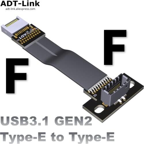 Usb 3.1 Raiser Type-E Male to Type-E Female Expansion Cable Usb3.1 Gen2 10Gbps Ribbon Cable EMI shielding for Motherboard