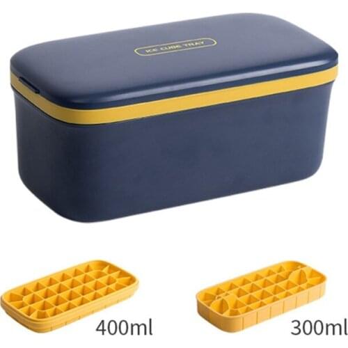 Ice Cube Tray with Lid 64 Compartments Ice Cube Box Mould Double Layer Silicone Mold