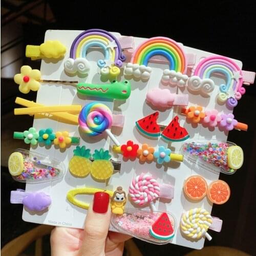 Hair Clip Girls Set Cute Korean Cartoon Animal Fruit Ice Sweet Hairpins Children Barrettes kids Hair Accessories for Women