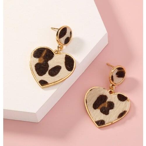Love Heart plush Leopard print Geometric Stud Earrings luxury designer jewelry for women Party Gift