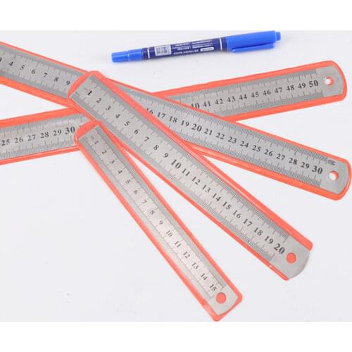 Double Sided Stainless Steel Straight Ruler Metal Scale Precision Measuring Hand Tool Stationery Drafting Accessory