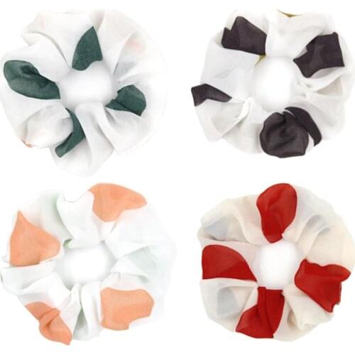 Furling Girl 1 PC Big Dot Hair Rope Solid Color Chiffion Elastic Hairbands Ponytail Holders Women Hair Accessories