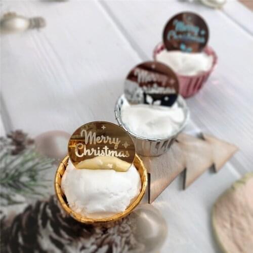 10pcs Acrylic Christmas Cake Topper ChristmasCake Dessert Decoration Accessories 2022 Navidad Christmas Party Decorations
