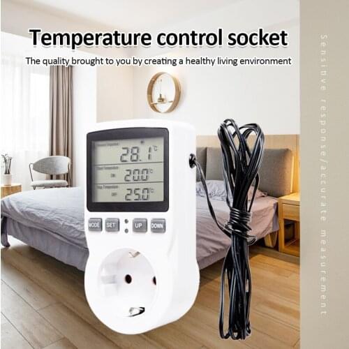 110-250V Intelligent Temperature Control Meter Timer Switch Socket Heating Refrigeration With Cycle Timing Mode Digital Thermost
