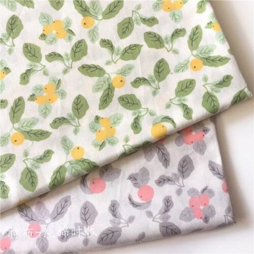 160x50cm Green Pink Berries Christmas Pastoral Twill Cotton Fabric Diy Printing girls bedding clothes Cloth Decoration 160g/m