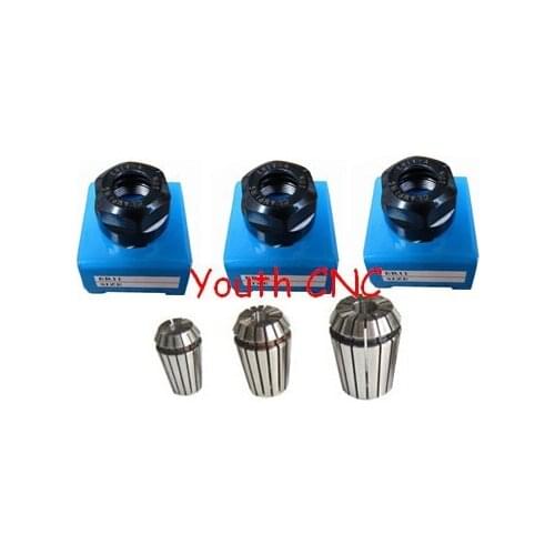 Free shipping, 3pcs ER16 collets 3.175mm, 4mm, 6mm +3pcs ER16A Nut for CNC milling lathe tool and spindle motor