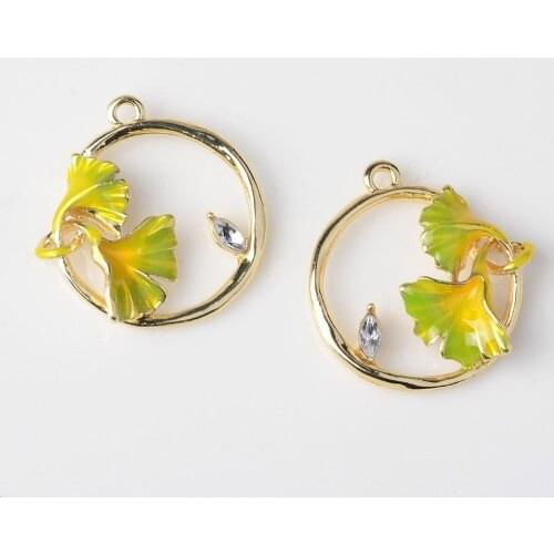 4pcs/lot Flower Alloy Pendent Ornaments Jewelry Accessories DIY Enamel Hanging Buttons for Earrings Earrings, Choker,Necklaces