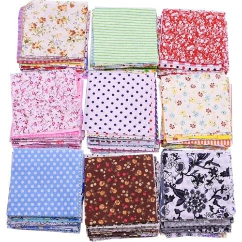 50PCS/lot 10X10cm Cotton Fabric Different Flowers Patterned Handmade Quilting Patchwork Sewing Square Floral Cotton Fabric Craft