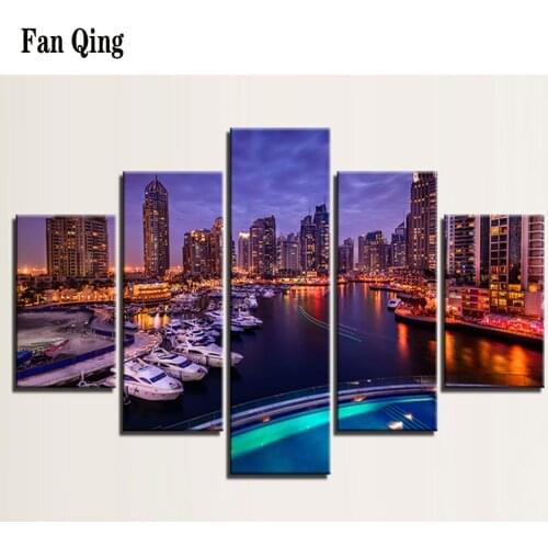 5D Diy Diamond Painting City Night View Cross Stitch Diamond Embroidery Mosaic Modern Building Landscape Handcraft